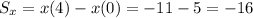 S_x = x(4) - x(0) = -11 -5 = -16