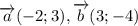 \overrightarrow{a}(-2;3), \overrightarrow{b}(3;-4)