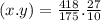 (x.y) = \frac{418}{175}. \frac{27}{10}