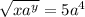 \sqrt{x {a}^{y} } = 5 {a}^{4}