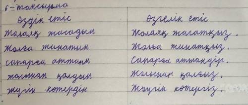 6-тапсырма. Төмендегі етістіктерді өздік, өзгелік етістерге айналдырып сөйлемдер құраңдар. Бәрі бірд