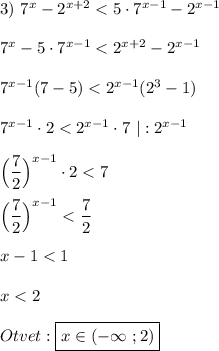 3) \ 7^{x} -2^{x+2}