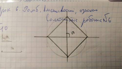 Побудуйте ромб за стороною а і кутом a.. ( можете , и фото своего ромба прикрепить?..)