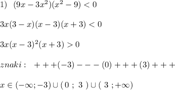 1)\ \ (9x-3x^2)(x^2-9)