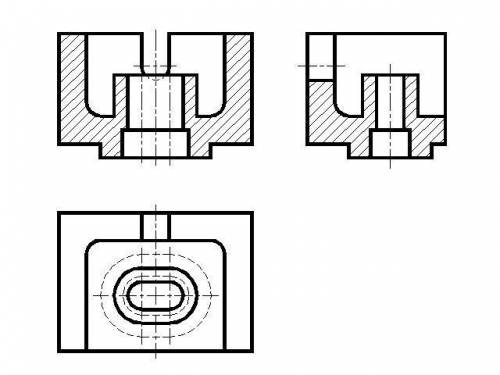 Построить 3 вида с разрезом и прямоугольную изометрию(просто наглядно) масштаб 1:1