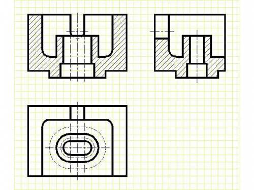 Построить 3 вида с разрезом и прямоугольную изометрию(просто наглядно) масштаб 1:1
