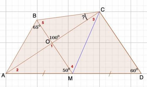 В выпуклом четырехугольнике ABCDотмечена середина стороны AD ——точка M. Отрезки BM и AC пересекаются