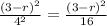 \frac{(3-r)^2}{4^2} = \frac{(3-r)^2}{16}