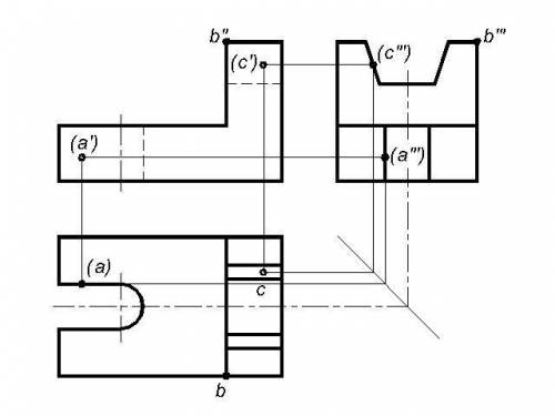 Нарисовать 3 проекции и разрез
