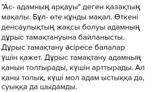 5. «Ас адамның арқауы» деген тақырыпта топ алдында сөйлеуге дайындал және сөйле.