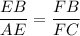 \displaystyle \frac{EB}{AE}=\frac{FB}{FC}