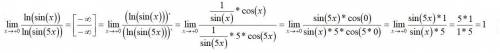 , решить предел с правила Лопиталя. lim( при x стремящ. к +0) ln×sinx/ln×sin5x