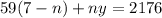 59(7-n)+ny=2176