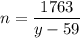 n=\dfrac{1763}{y-59}