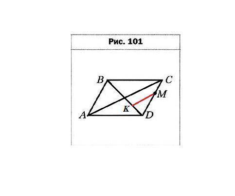 Параллелограмм ABCD является изображением ромба A1B1C1D1, точка М — изображение некоторой точки M1 о