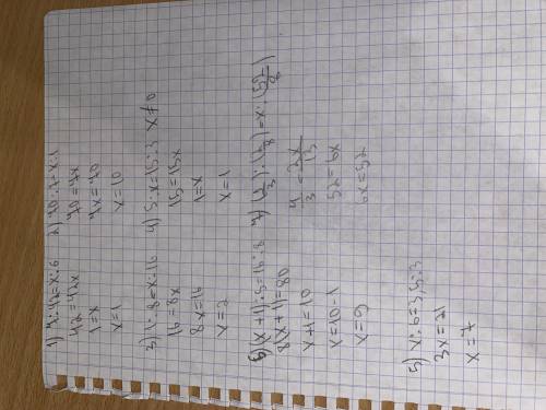 срочіно рішення 1 варіант 1)7:42=x:6 2) 70:7=x:1 3) 1:8=x:16 4)5:x=15:3 5)x:6=3,5:3 6)(x+1):5=16:8 7