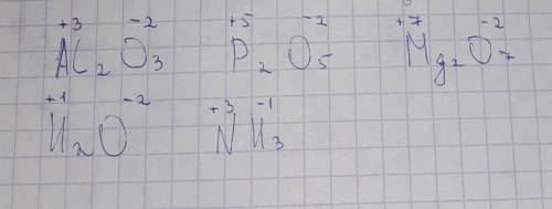 Визначте ступінь окиснення al2o3p2o5,mg2o7,H2O,nh3