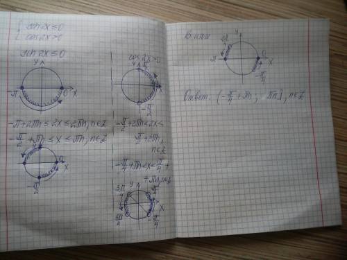 Решить систему надо! {sin 2x ≤ 0 cos 2x > 0