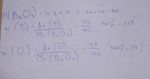 . Вычислите массовую долю (%) каждого химического элемента в оксиде бора.