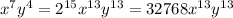 x^7 y^4=2^{15}x^{13}y^{13}=32768x^{13}y^{13}