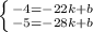 \left \{ {{-4=-22k+b} \atop {-5=-28k+b}} \right.