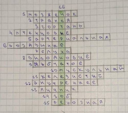 кроссворд 7 класс по биологии на 15 слов. Несложный
