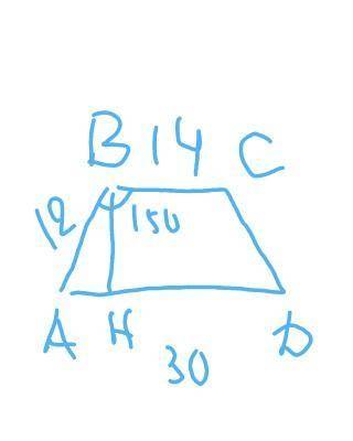 Найдите площадь трапеции ABCD с основаниями AD и BC, если АВ-12 см, ВС-14 см, AD 30 см, угол в равен