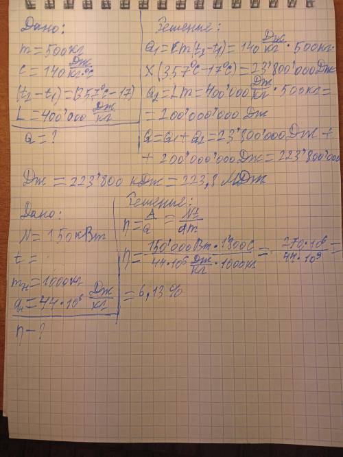 1. Сколько понадобится теплоты, чтобы расплавить 2т железа при температуре плавления? 2. Сколько пон