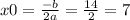 x0 = \frac{ - b}{2a} = \frac{14}{2} = 7