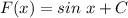 F(x)=sin\;x+C