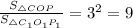 \frac{S_{\triangle COP}}{S_{\triangle C_1O_1P_1}} = 3^{2}=9