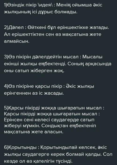 ЖАЗЫЛЫМ 10-тапсырма. «Дербес пікір» жазу тәсілін қолданып, мәтін мазмұны бойынша пікірлеріңді жазыңд