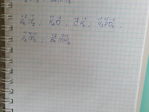 9. Визначте ступені окиснення елементів у сполуках і проставте їх над їхнiми символами: ZnCl₂, K₂O,