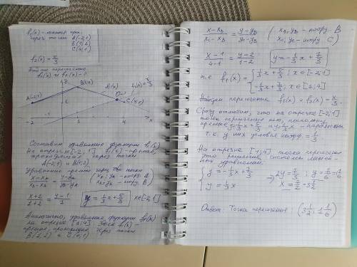 Графиком функции y=f (x) является ломаная ABC, где A(−2, 1), B(1, 2) и C(4, 1). Решите уравнение f(x