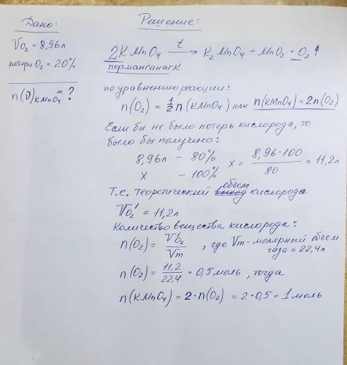 Какое количество пергамента калия разложилось при нагревании свыше 200 градусов если объем выделевше