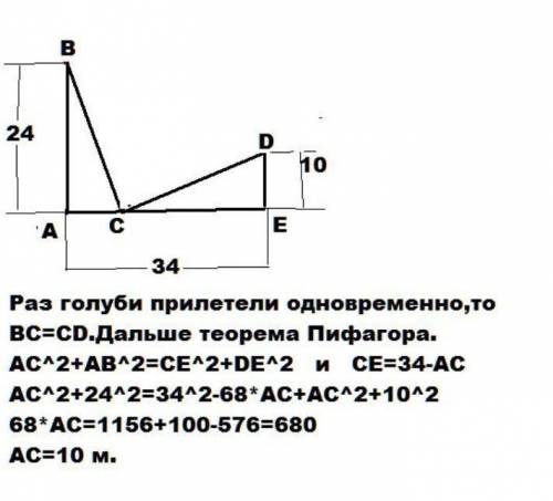 На крыше дома и на фонарном столбе сидит по одному голубою. Анна недалеко от дома рассылала зерна. О