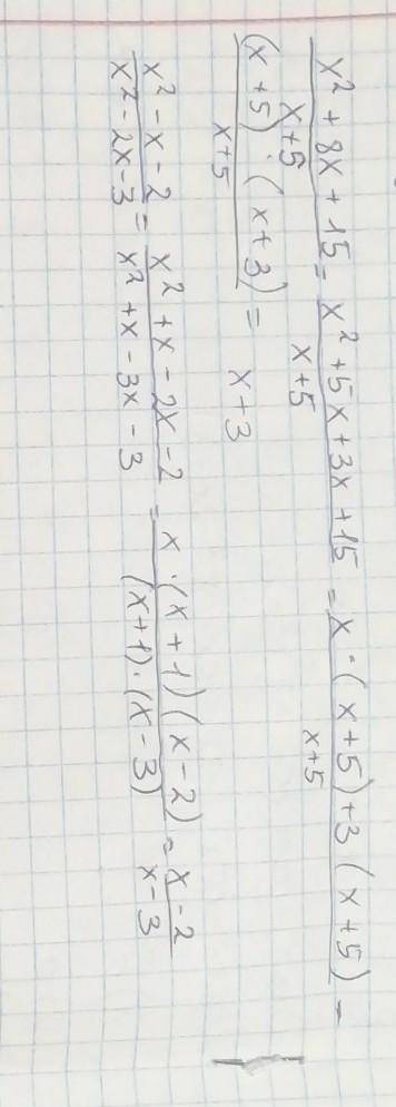 Задание 2 Сократите дроби: х х+5 . а) '+8х +15 Б) ** х? - x-2 x² – 2x-3