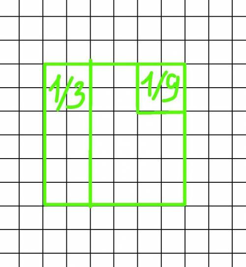 Начертить квадрат со стороной 3 см и поделить на 1/9 и на 1/3 часть