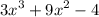 {3x}^3 + {9x}^2 - 4