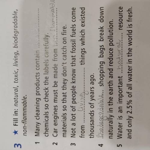 3 * Fill in: natural, toxic, living, biodegradable, non-flammable. 3 One of farm is 4 Trees a on wir