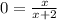 0 = \frac{x}{x + 2}