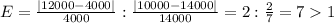 E=\frac{|12000-4000|}{4000}:\frac{|10000-14000|}{14000}=2:\frac{2}{7}=71