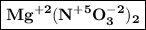 \boxed{\bf Mg^{+2}(N^{+5}O^{-2}_3)_2}