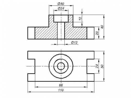 Дан эскиз детали. Постройте чертеж детали по своим размерам, применив целесообразный разрез. Построй