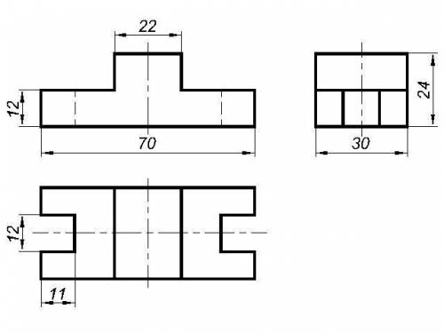 , Имея в задании два вида детали (вид спереди и вид сверху), нужно построить вид слева, впоследствии