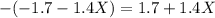 - ( -1.7 - 1.4X ) = 1.7 + 1.4X