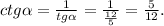 ctg\alpha =\frac{1}{tg\alpha }=\frac{1}{\frac{12}{5} }=\frac{5}{12}.