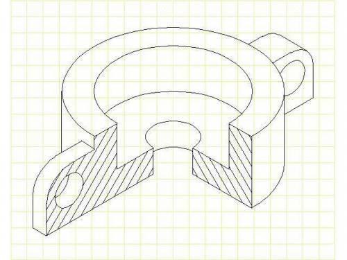 Букса по этим трём видам построить изометрическую проекцию в разрезе