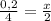 \frac{0,2}{4} =\frac{x}{2}