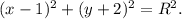 (x-1)^{2} +(y+2)}^{2} =R^{2} .